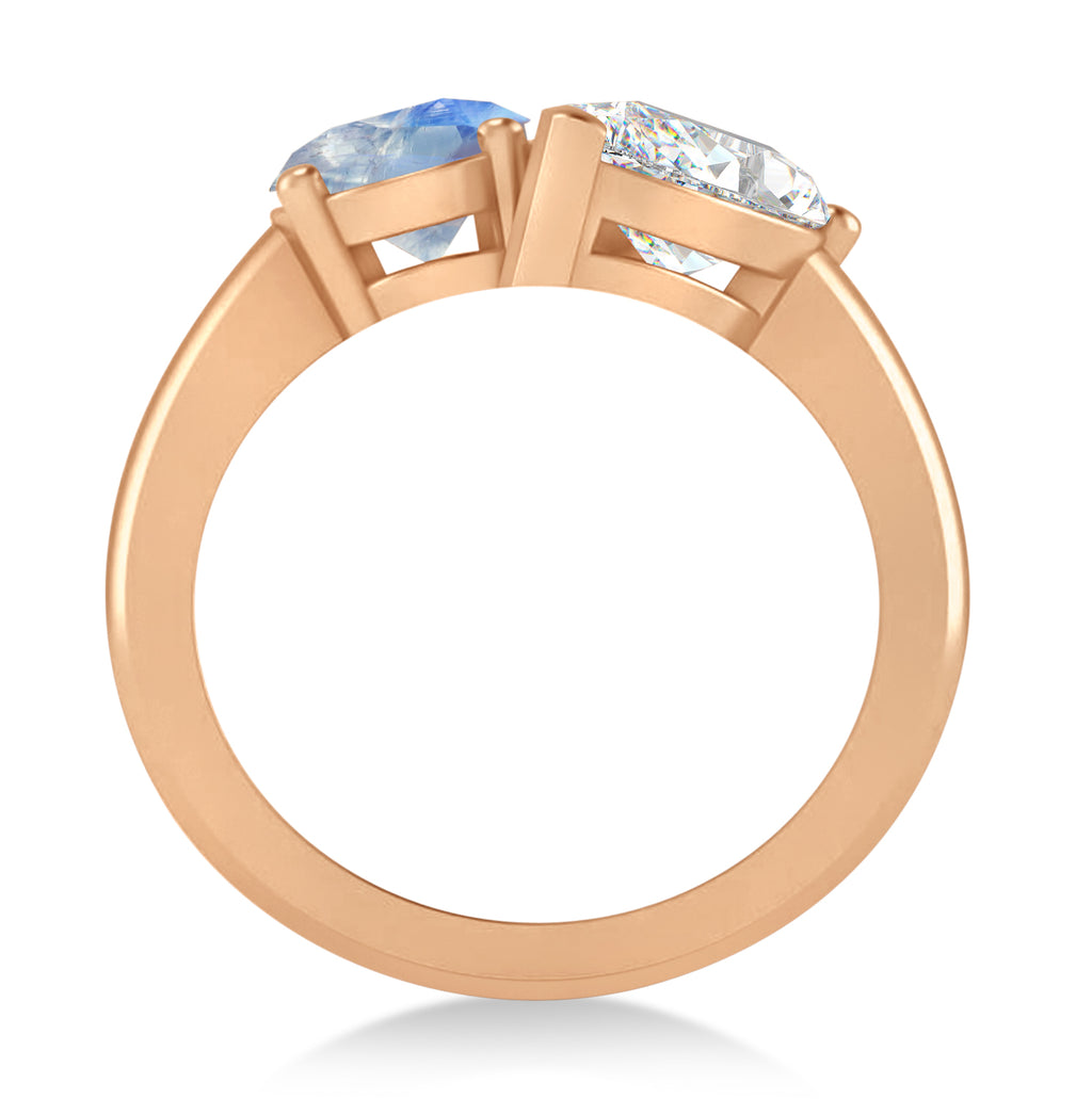 Oval/Pear Diamond & Moonstone Toi et Moi Ring 18k Rose Gold (4.50ct)