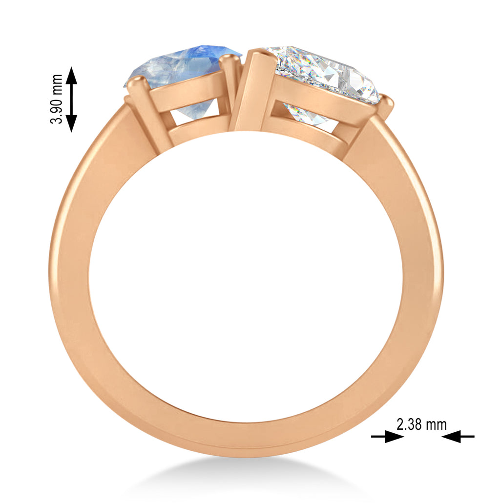 Oval/Pear Diamond & Moonstone Toi et Moi Ring 18k Rose Gold (4.50ct)