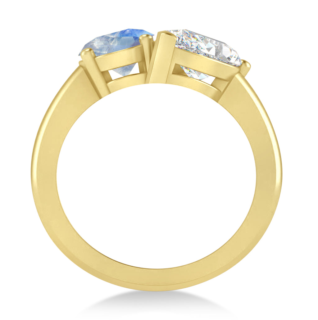 Oval/Pear Diamond & Moonstone Toi et Moi Ring 18k Yellow Gold (4.50ct)