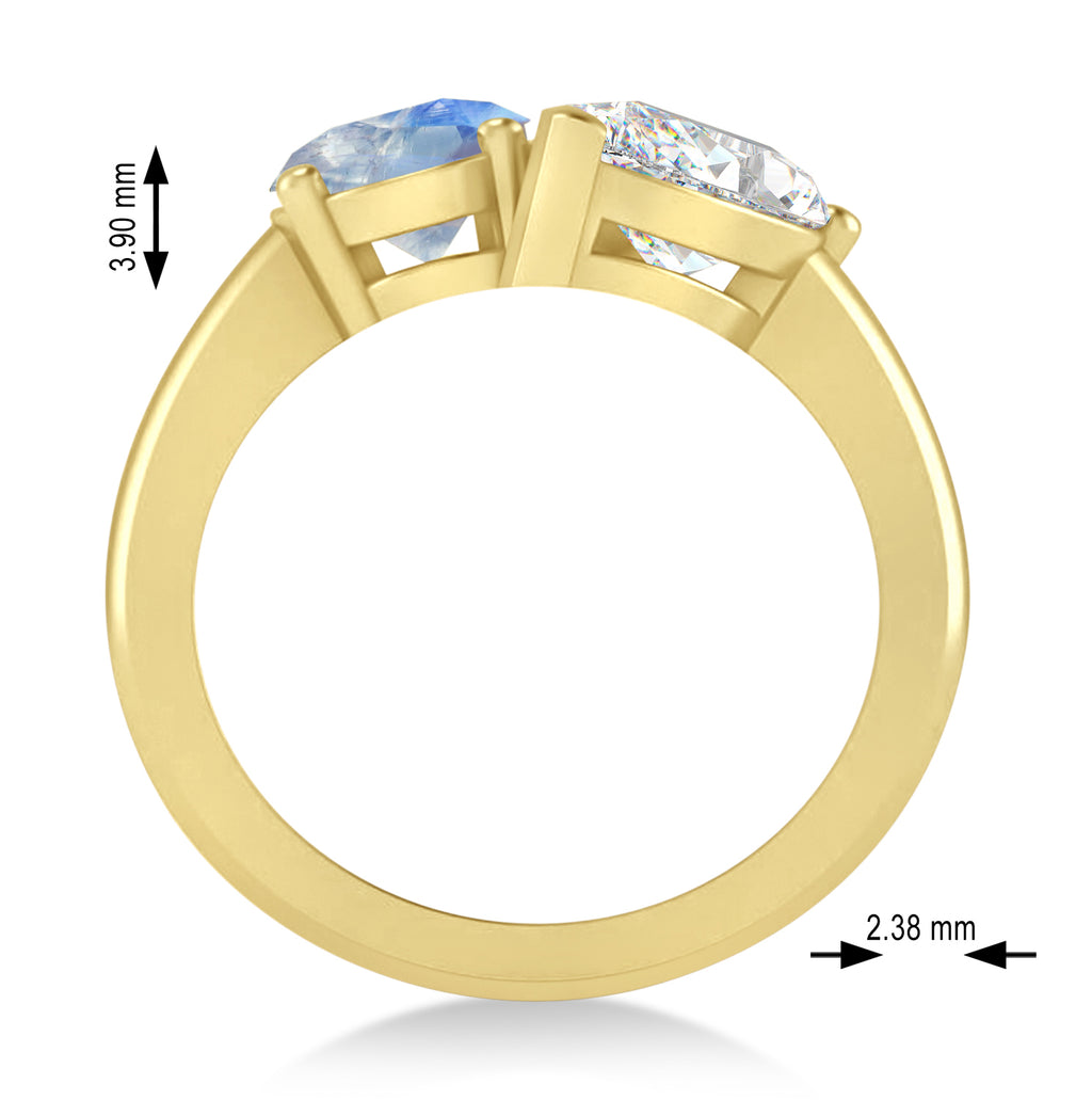 Oval/Pear Diamond & Moonstone Toi et Moi Ring 18k Yellow Gold (4.50ct)