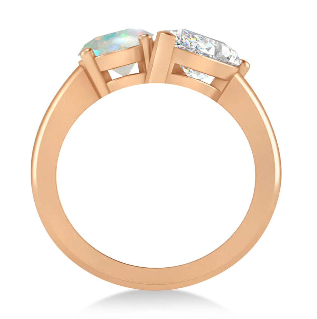 Oval/Pear Diamond & Opal Toi et Moi Ring 14k Rose Gold (4.50ct)