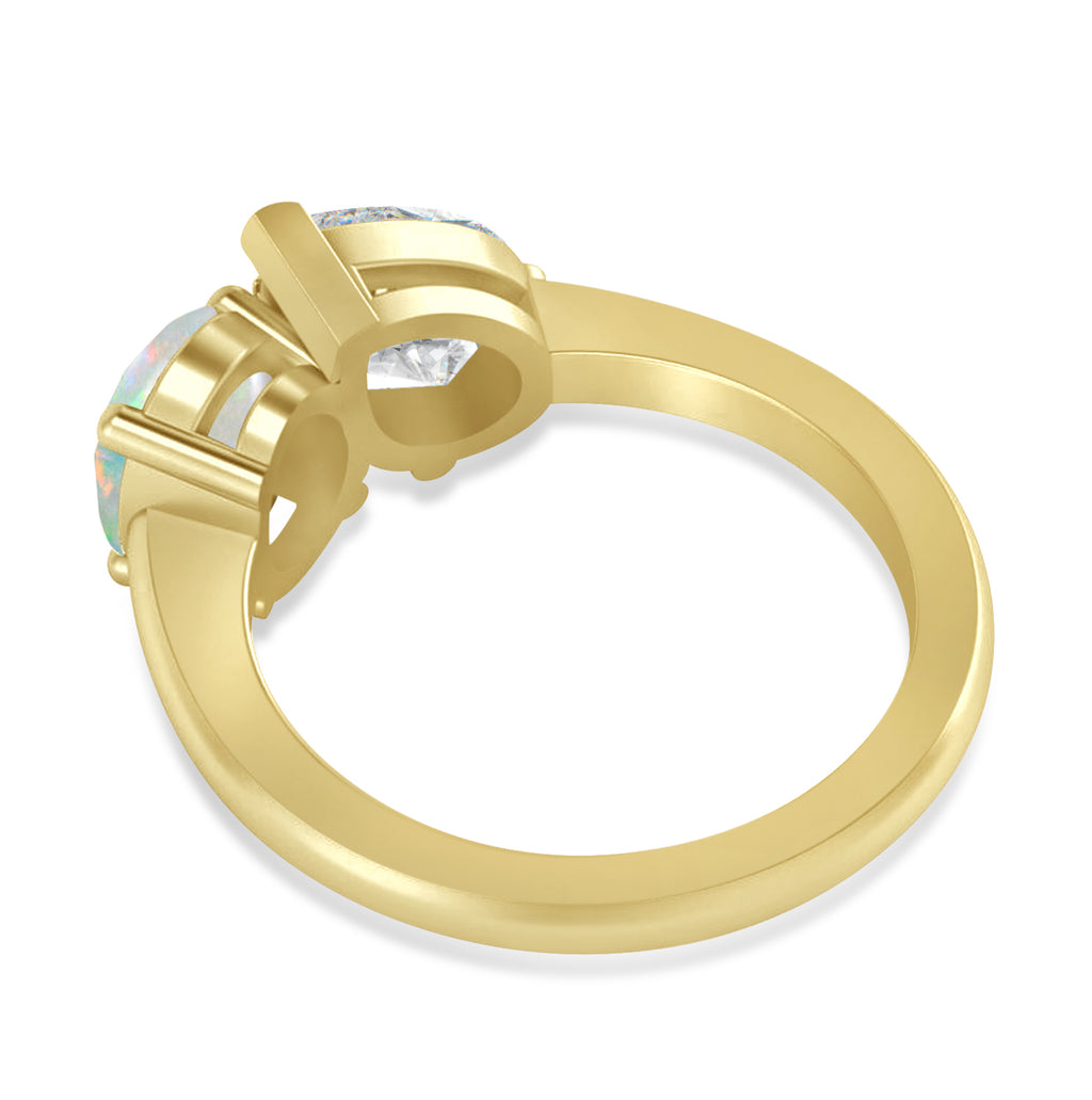 Oval/Pear Diamond & Opal Toi et Moi Ring 14k Yellow Gold (4.50ct)