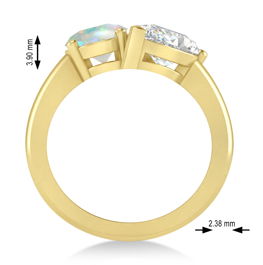 Oval/Pear Diamond & Opal Toi et Moi Ring 14k Yellow Gold (4.50ct)