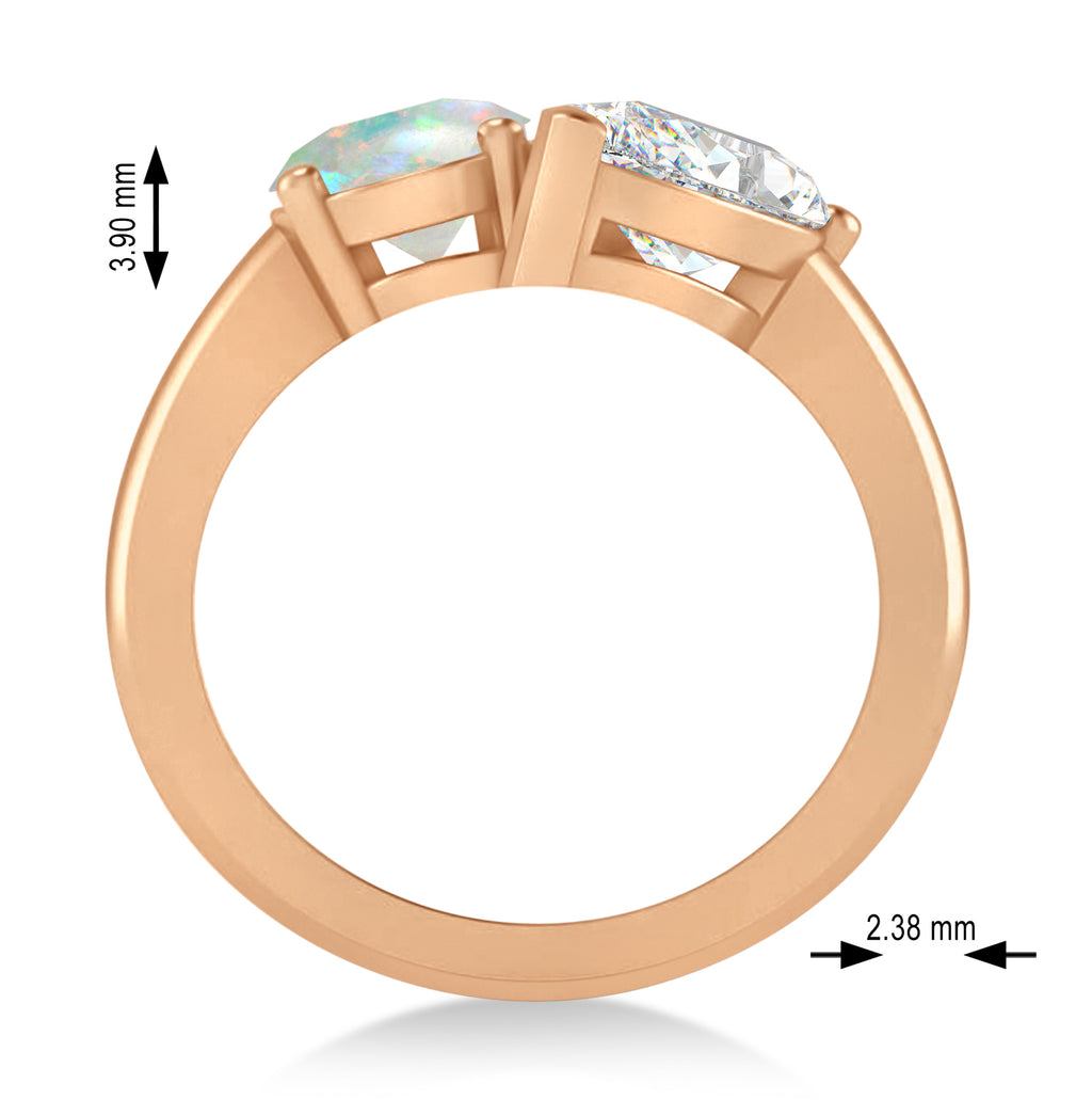Oval/Pear Diamond & Opal Toi et Moi Ring 18k Rose Gold (4.50ct)