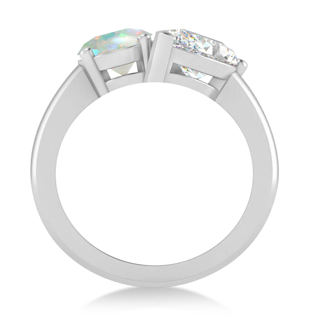 Oval/Pear Diamond & Opal Toi et Moi Ring 18k White Gold (4.50ct)