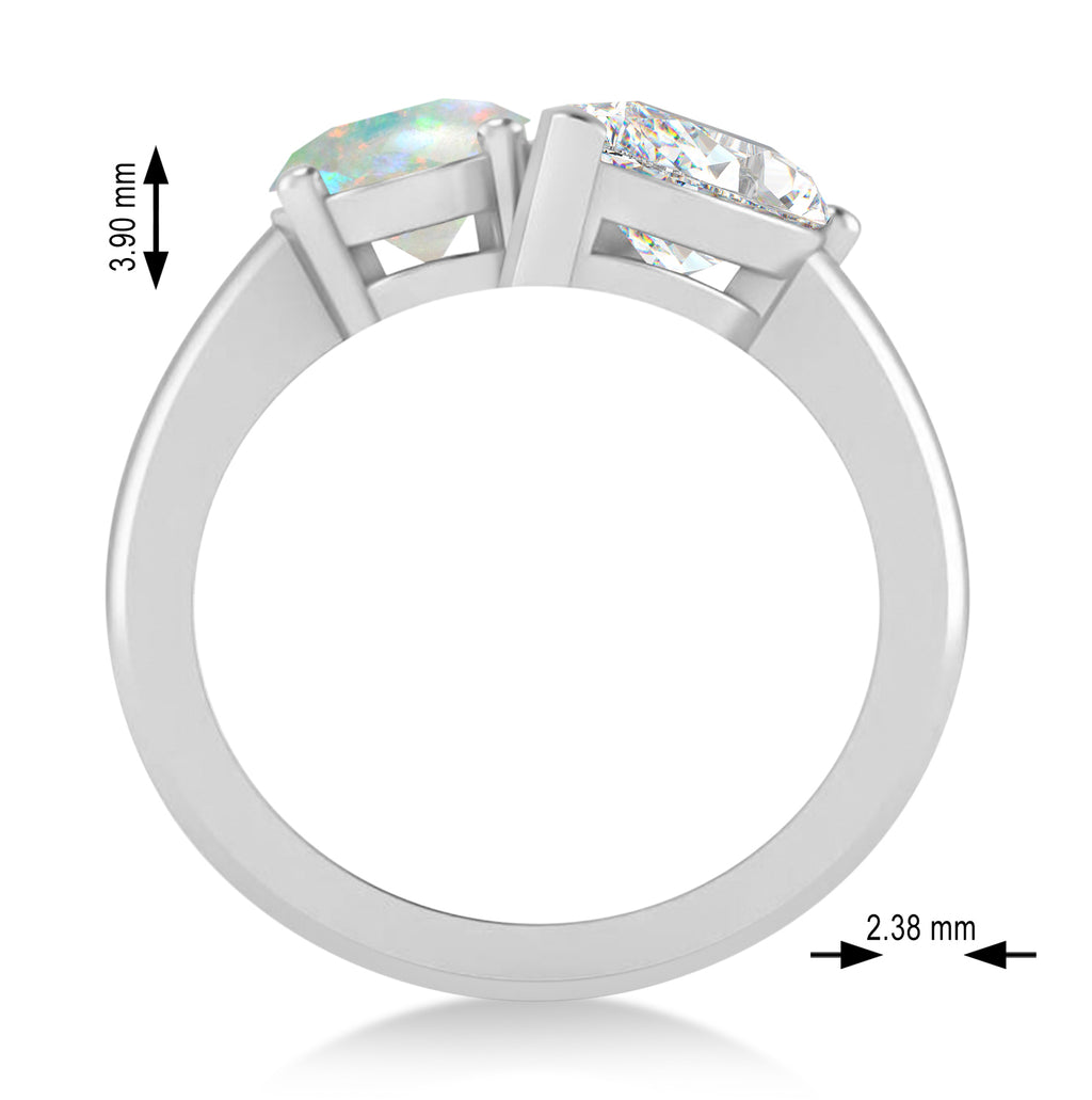 Oval/Pear Diamond & Opal Toi et Moi Ring 18k White Gold (4.50ct)