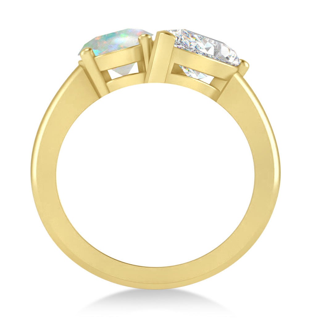 Oval/Pear Diamond & Opal Toi et Moi Ring 18k Yellow Gold (4.50ct)