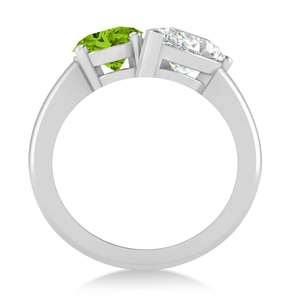 Oval/Pear Diamond & Peridot Toi et Moi Ring 18k White Gold (4.50ct)