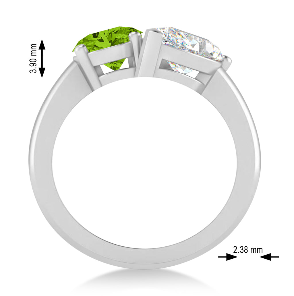 Oval/Pear Diamond & Peridot Toi et Moi Ring 18k White Gold (4.50ct)