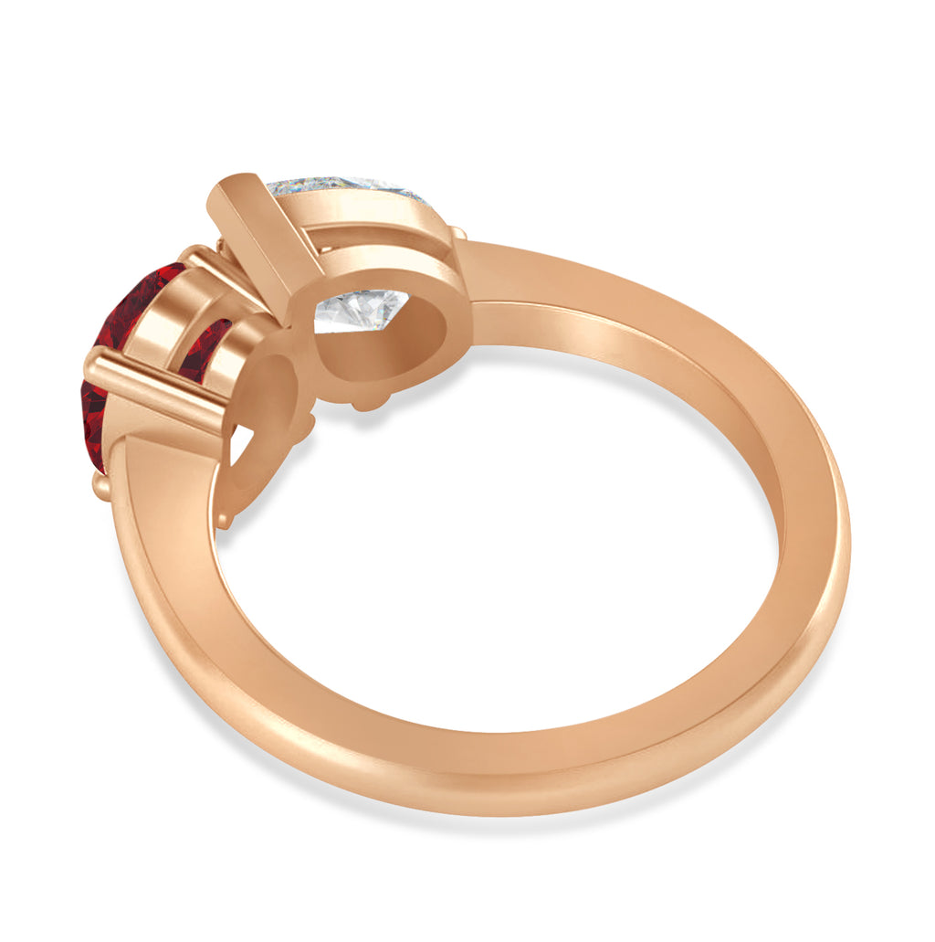 Oval/Pear Diamond & Ruby Toi et Moi Ring 18k Rose Gold (4.50ct)