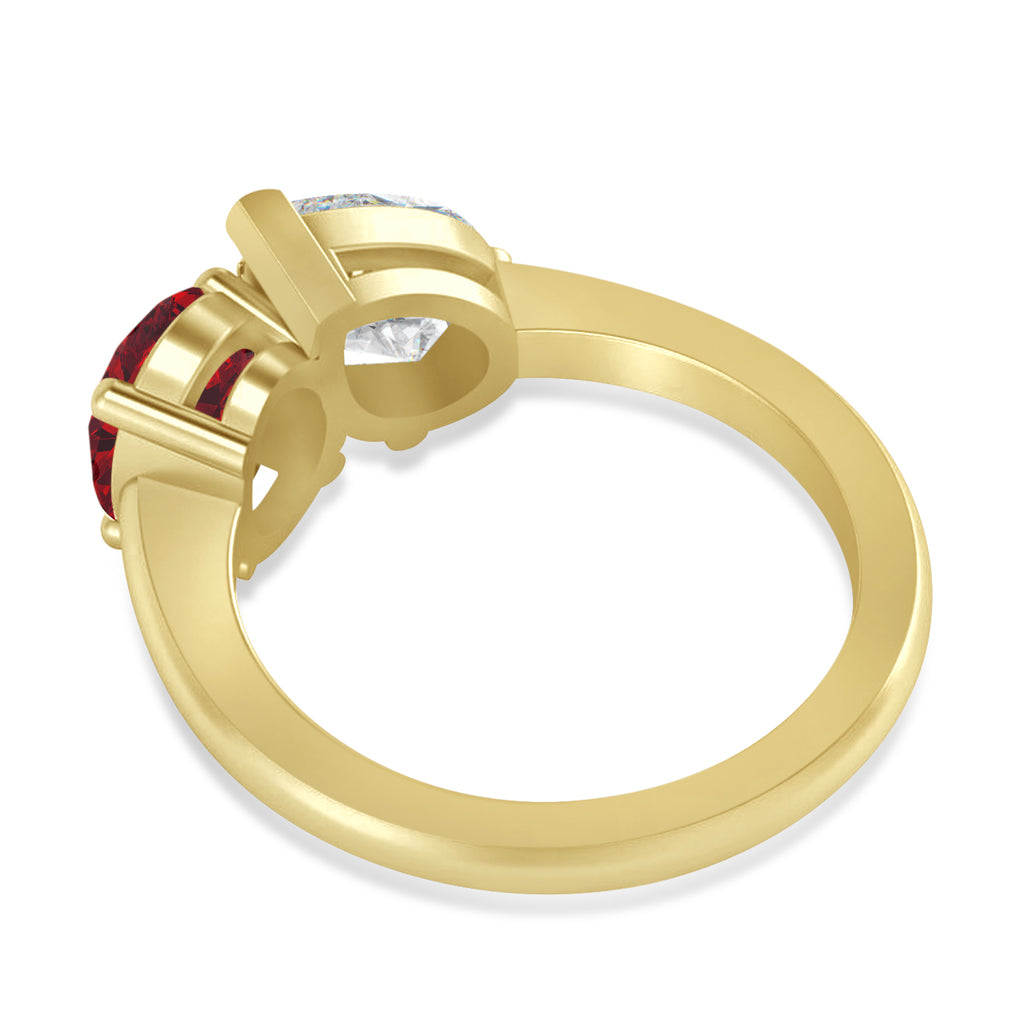 Oval/Pear Diamond & Ruby Toi et Moi Ring 18k Yellow Gold (4.50ct)