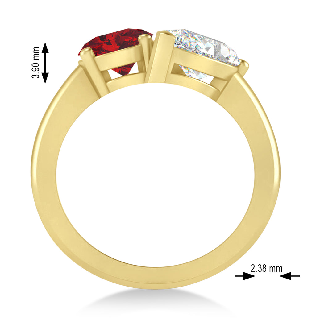 Oval/Pear Diamond & Ruby Toi et Moi Ring 18k Yellow Gold (4.50ct)