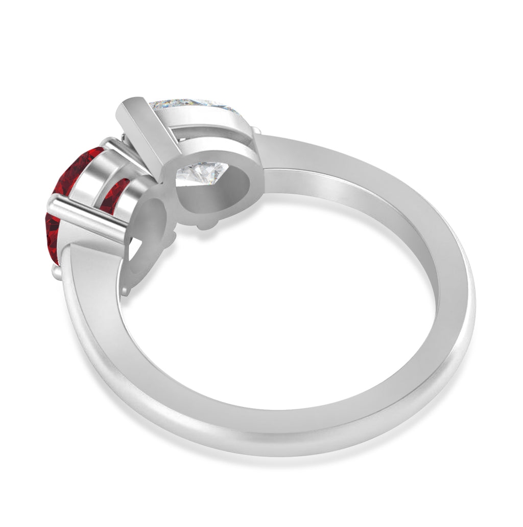 Oval/Pear Diamond & Ruby Toi et Moi Ring Platinum (4.50ct)