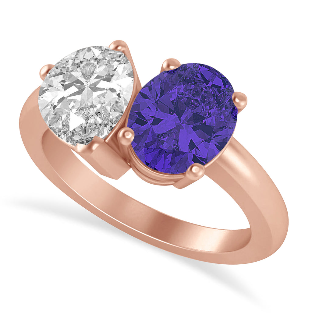Oval/Pear Diamond & Tanzanite Toi et Moi Ring 18k Rose Gold (4.50ct)