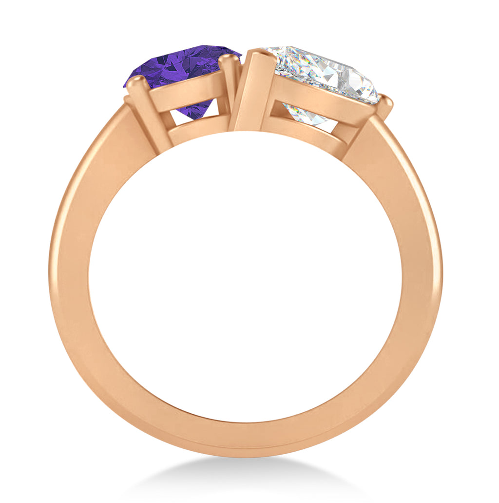 Oval/Pear Diamond & Tanzanite Toi et Moi Ring 18k Rose Gold (4.50ct)