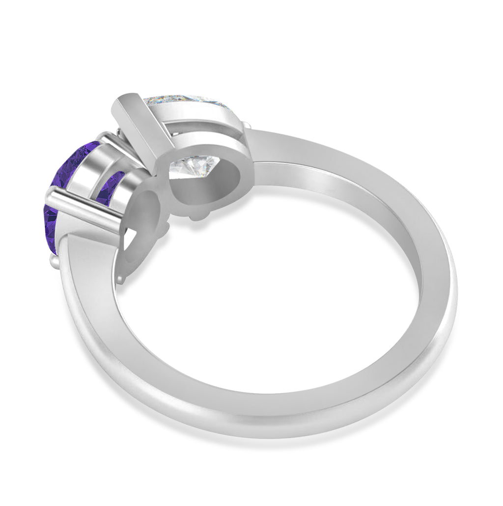 Oval/Pear Diamond & Tanzanite Toi et Moi Ring 18k White Gold (4.50ct)