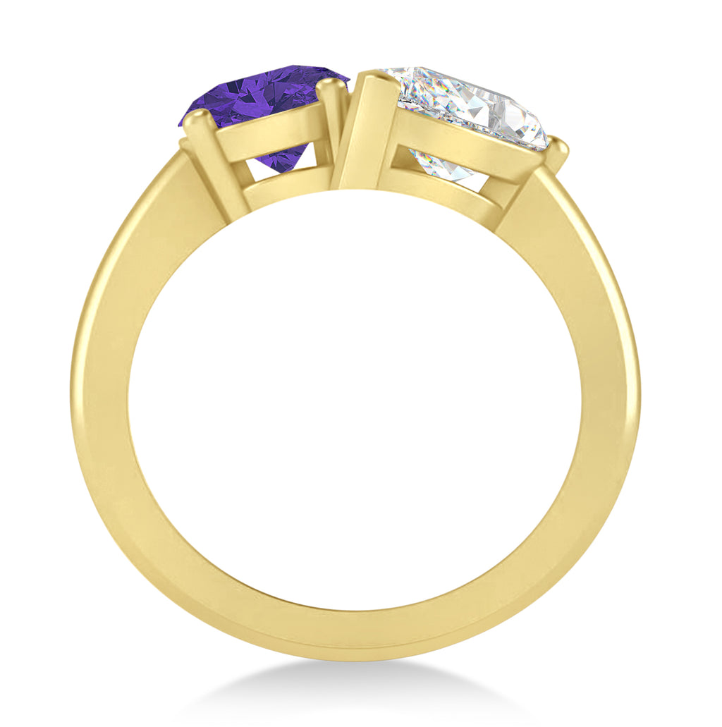 Oval/Pear Diamond & Tanzanite Toi et Moi Ring 18k Yellow Gold (4.50ct)