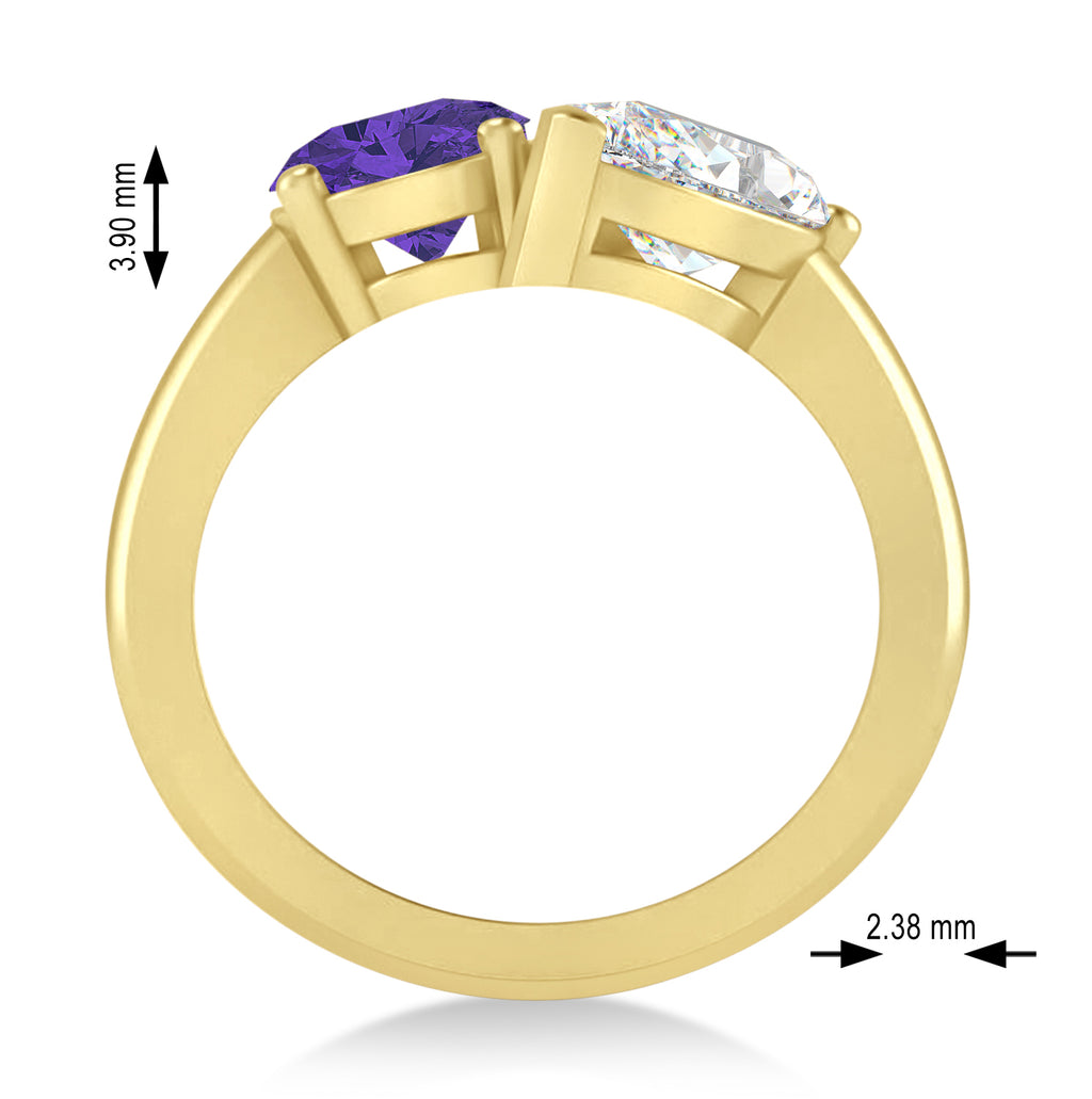 Oval/Pear Diamond & Tanzanite Toi et Moi Ring 18k Yellow Gold (4.50ct)