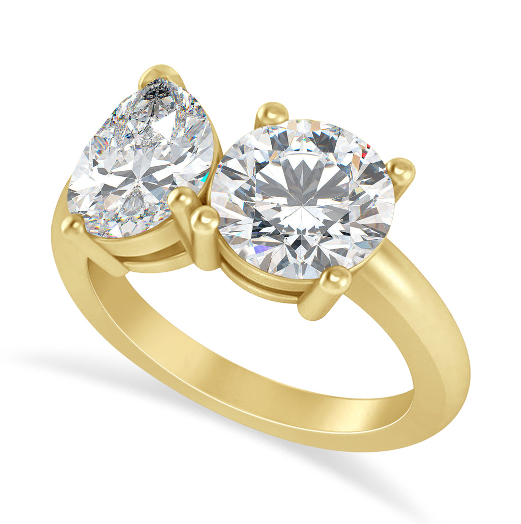 Round/Pear Diamond Toi et Moi Ring 18k Yellow Gold (4.00ct)