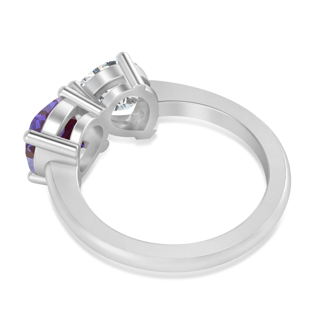 Round/Pear Diamond & Lab Alexandrite Toi et Moi Ring Platinum (4.00ct)