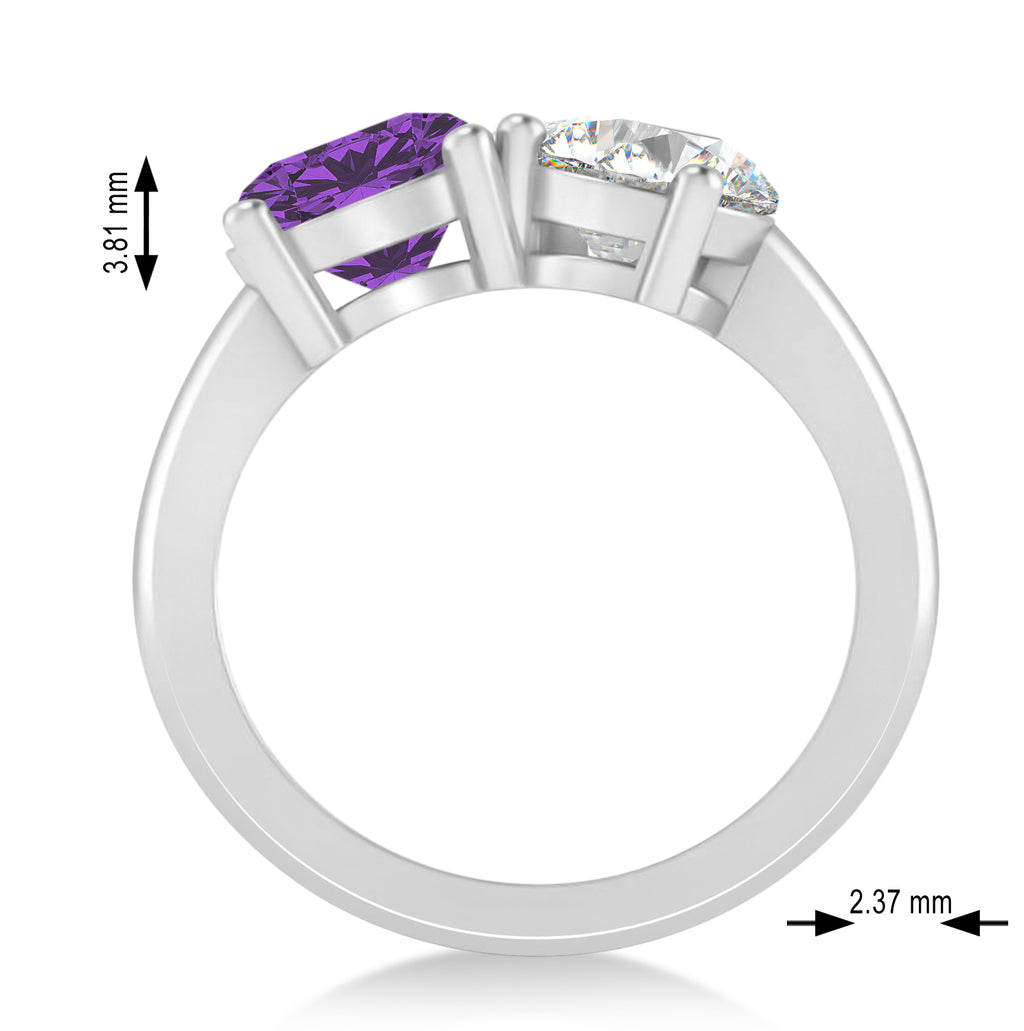 Round/Pear Diamond & Amethyst Toi et Moi Ring Platinum (4.00ct)