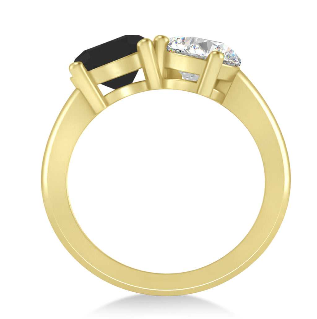 Round/Pear Black & White Diamond Toi et Moi Ring 18k Yellow Gold (4.00ct)