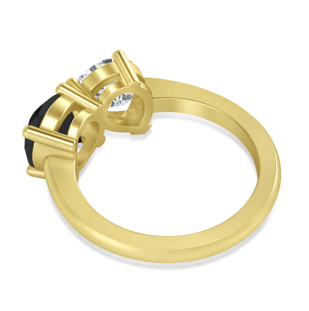 Round/Pear Black & White Diamond Toi et Moi Ring 18k Yellow Gold (4.00ct)