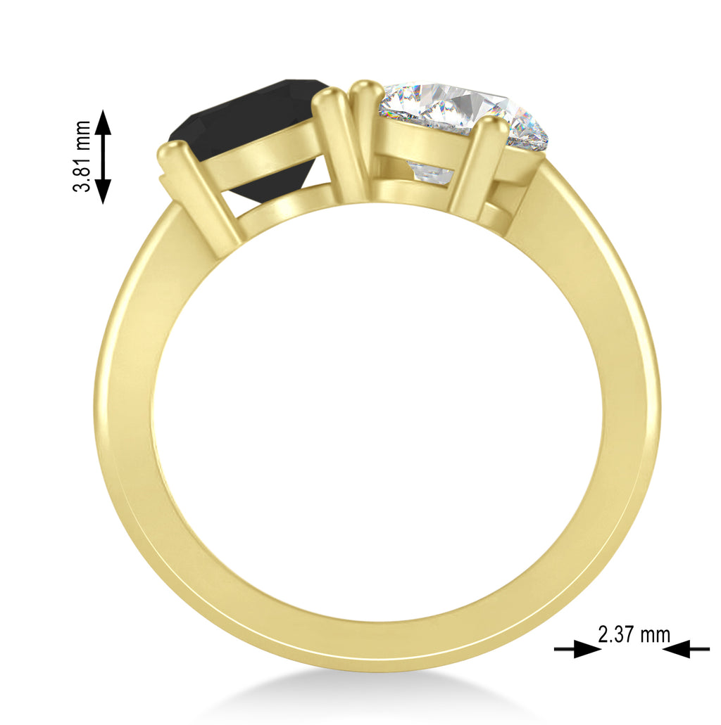 Round/Pear Black & White Diamond Toi et Moi Ring 18k Yellow Gold (4.00ct)