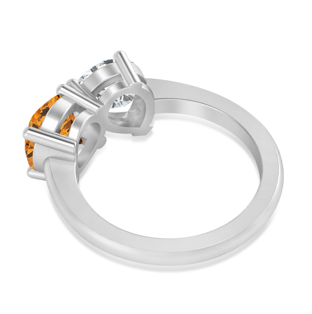 Round/Pear Diamond & Citrine Toi et Moi Ring 18k White Gold (4.00ct)