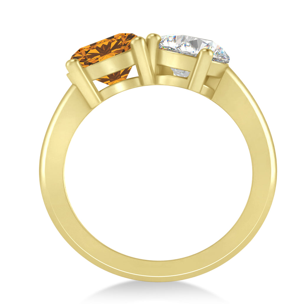 Round/Pear Diamond & Citrine Toi et Moi Ring 18k Yellow Gold (4.00ct)