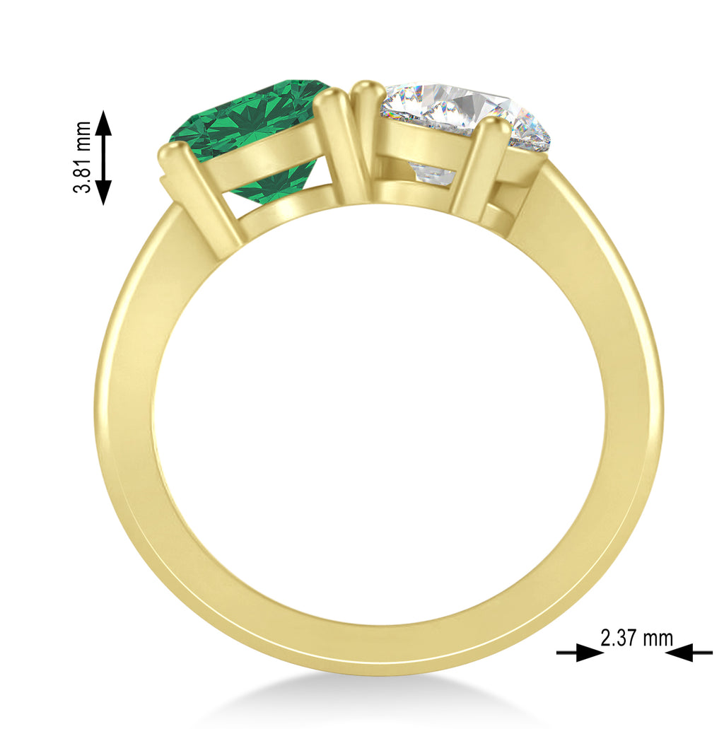 Round/Pear Diamond & Emerald Toi et Moi Ring 18k Yellow Gold (4.00ct)
