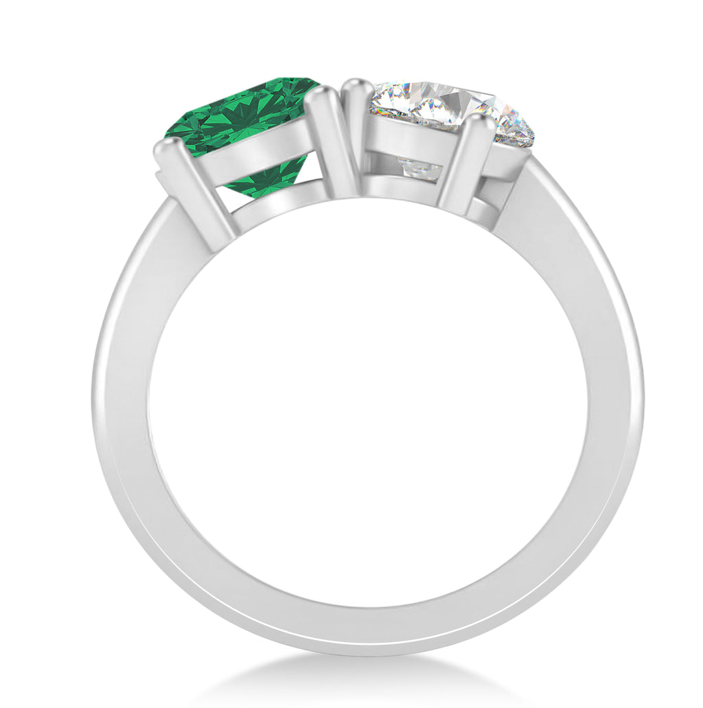 Round/Pear Diamond & Emerald Toi et Moi Ring Platinum (4.00ct)