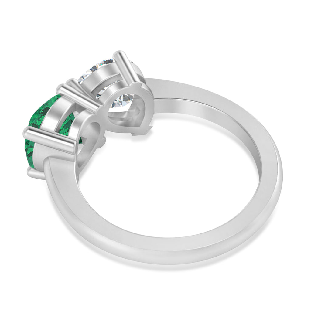 Round/Pear Diamond & Emerald Toi et Moi Ring Platinum (4.00ct)
