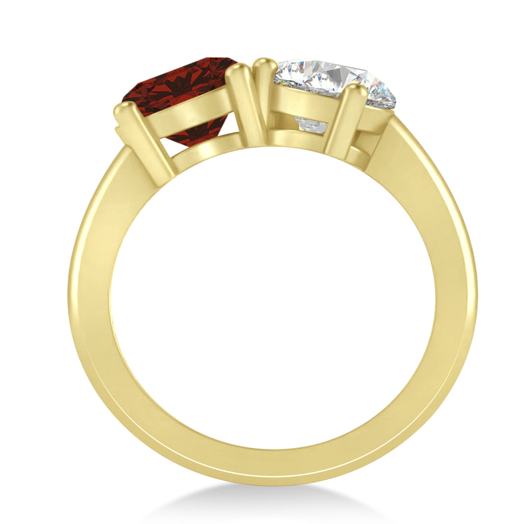 Round/Pear Diamond & Garnet Toi et Moi Ring 18k Yellow Gold (4.00ct)