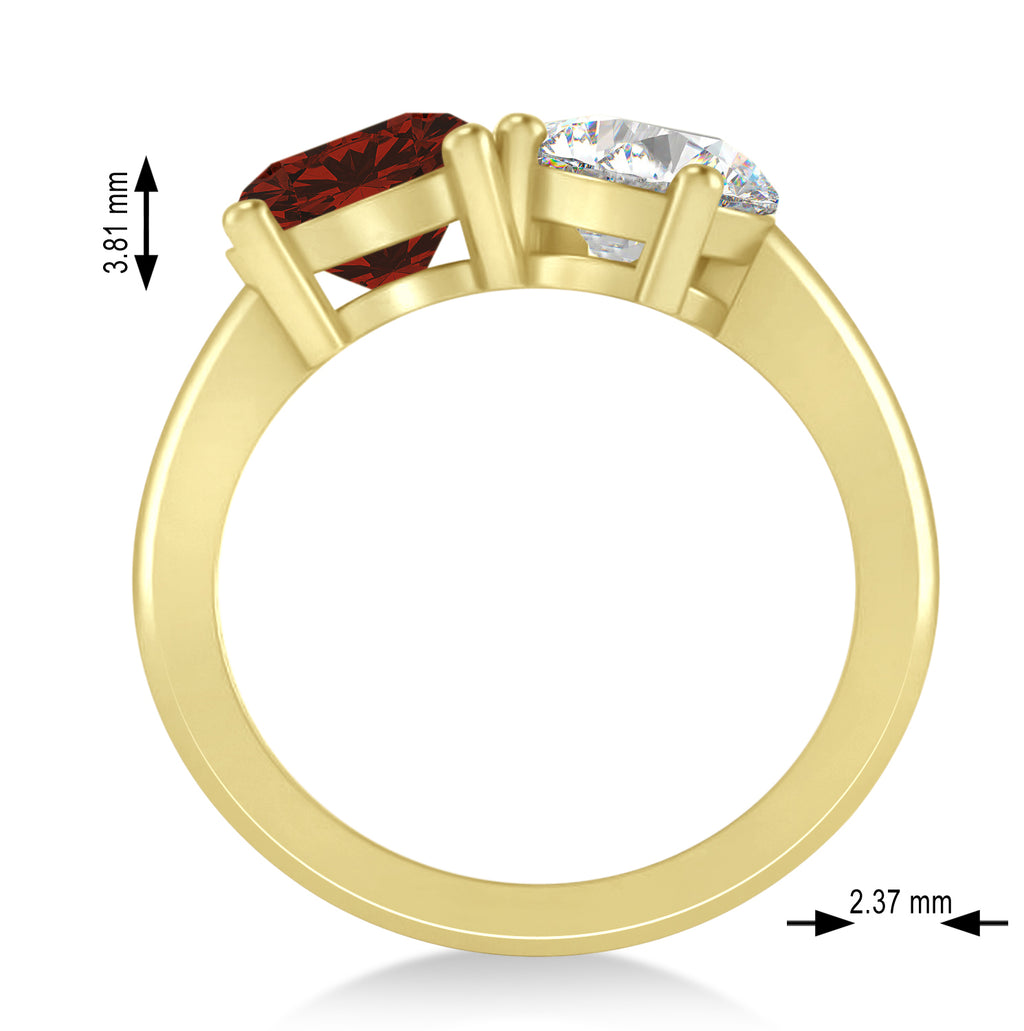 Round/Pear Diamond & Garnet Toi et Moi Ring 18k Yellow Gold (4.00ct)