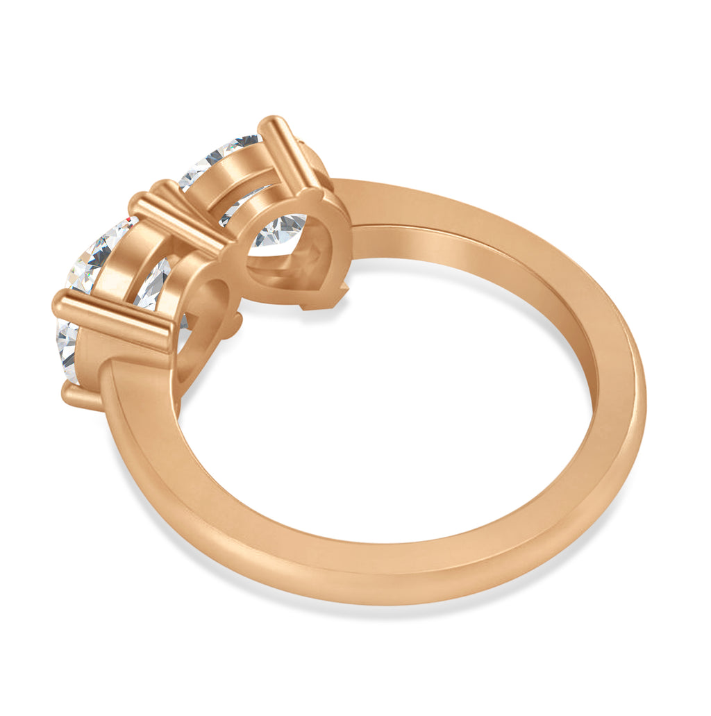 Round/Pear Lab Grown Diamond Toi et Moi Ring 14k Rose Gold (4.00ct)