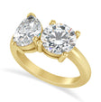 Round/Pear Moissanite Toi et Moi Ring 14k Yellow Gold (4.00ct)