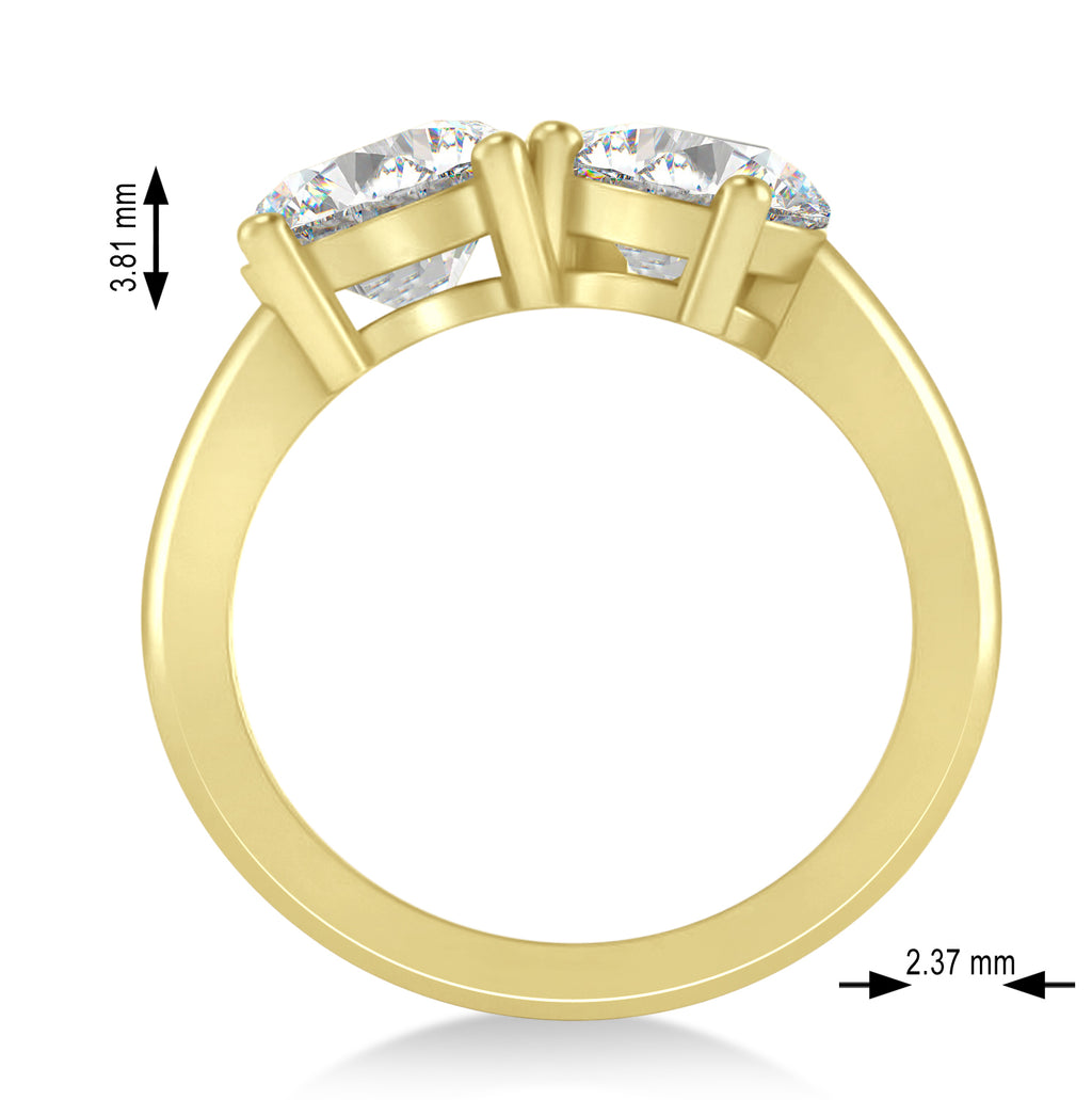 Round/Pear Moissanite Toi et Moi Ring 18k Yellow Gold (4.00ct)
