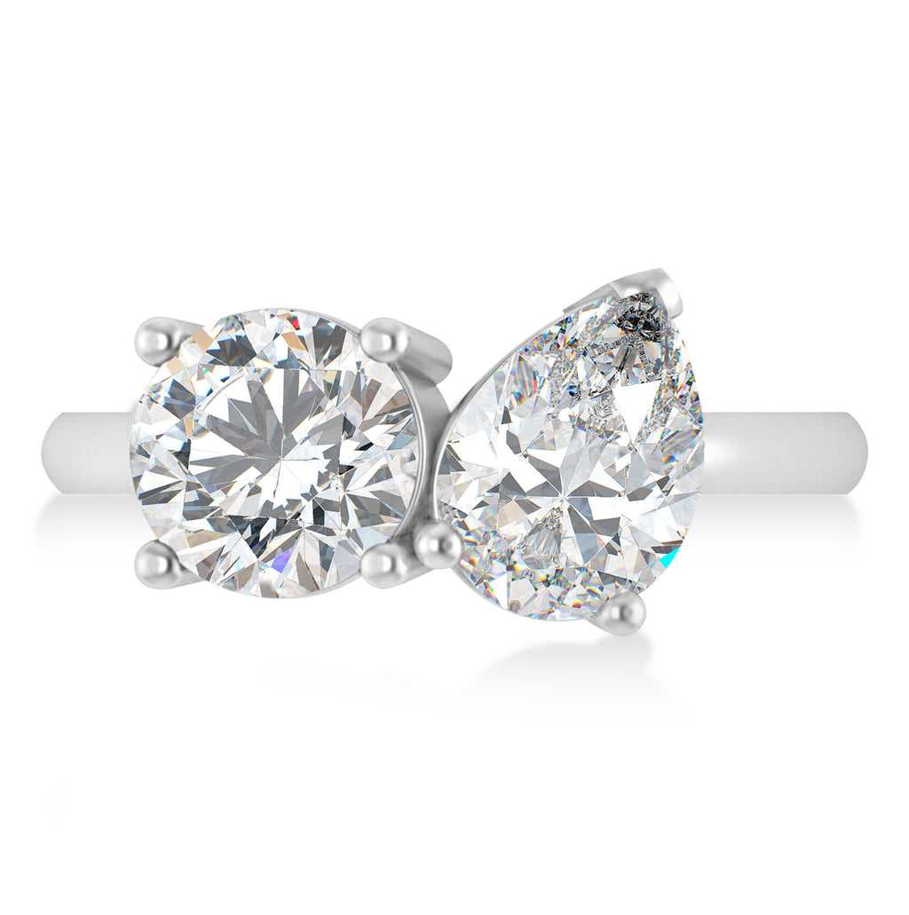 Round/Pear Moissanite Toi et Moi Ring Platinum (4.00ct)