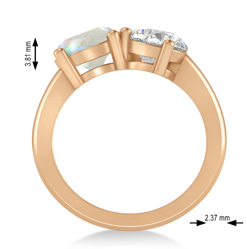 Round/Pear Diamond & Opal Toi et Moi Ring 18k Rose Gold (4.00ct)