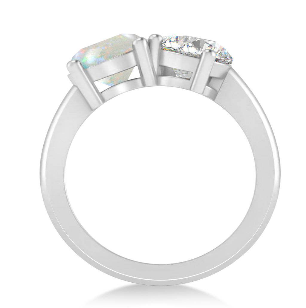 Round/Pear Diamond & Opal Toi et Moi Ring Platinum (4.00ct)