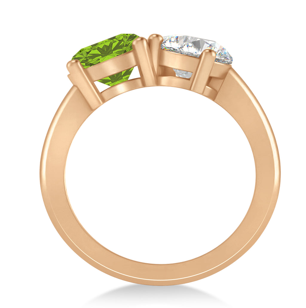 Round/Pear Diamond & Peridot Toi et Moi Ring 14k Rose Gold (4.00ct)