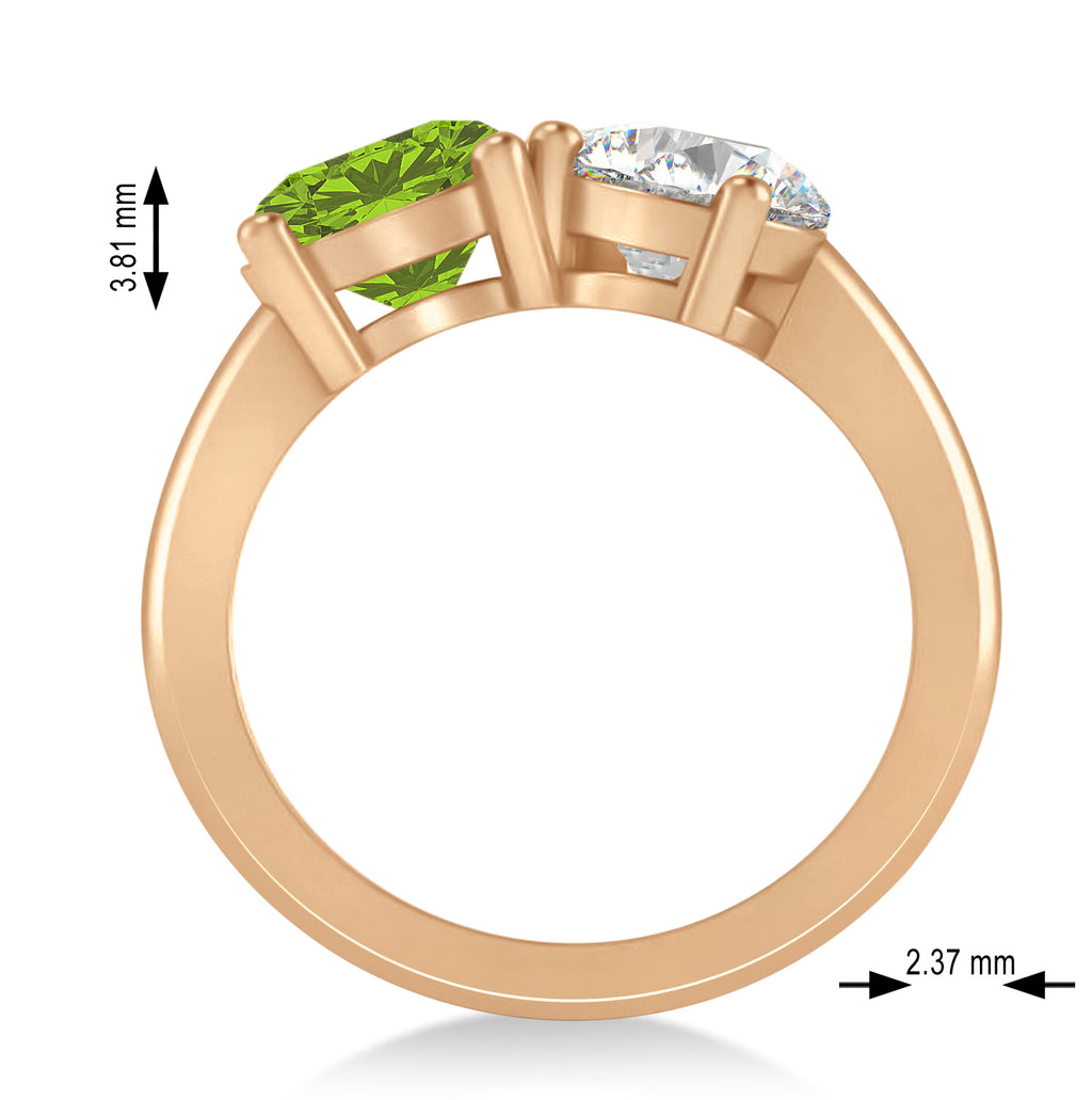 Round/Pear Diamond & Peridot Toi et Moi Ring 14k Rose Gold (4.00ct)