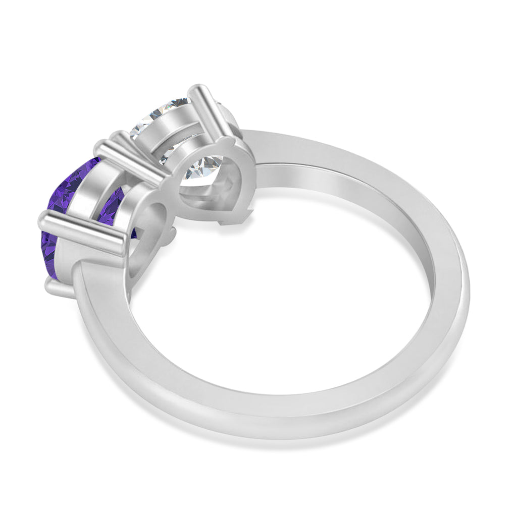 Round/Pear Diamond & Tanzanite Toi et Moi Ring 18k White Gold (4.00ct)