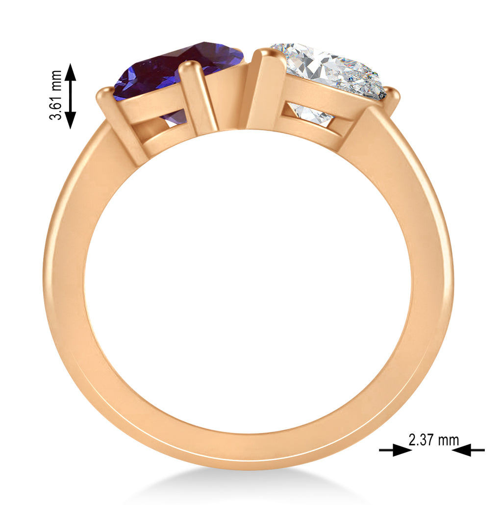 Pear/Pear Diamond & Lab Alexandrite Toi et Moi Ring 14k Rose Gold (4.00ct)