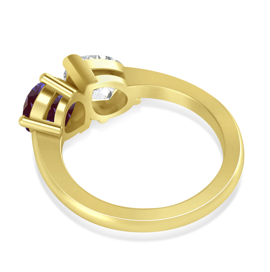 Pear/Pear Diamond & Lab Alexandrite Toi et Moi Ring 14k Yellow Gold (4.00ct)