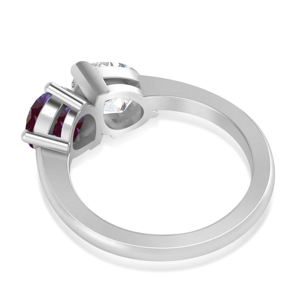 Pear/Pear Diamond & Lab Alexandrite Toi et Moi Ring 18k White Gold (4.00ct)
