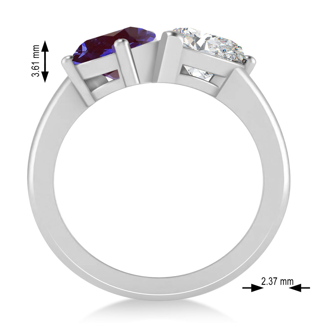 Pear/Pear Diamond & Lab Alexandrite Toi et Moi Ring 18k White Gold (4.00ct)