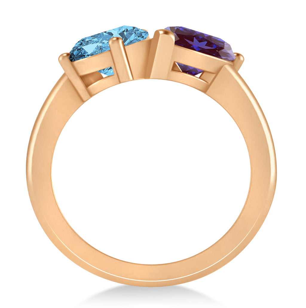 Pear/Pear Lab Alexandrite & Blue Topaz Toi et Moi Ring 14k Rose Gold (4.00ct)