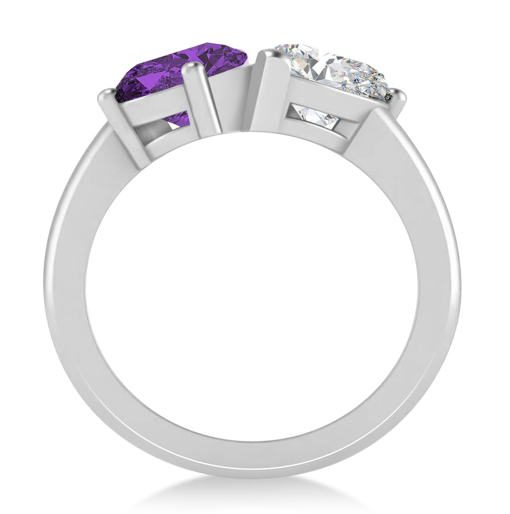 Pear/Pear Diamond & Amethyst Toi et Moi Ring 18k White Gold (4.00ct)